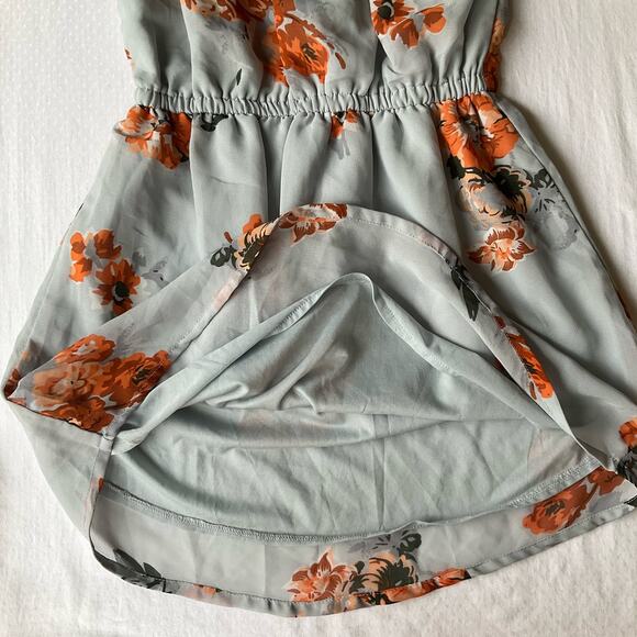 Hint of Blush Off Shoulder Above the Knee Cute Floral Dress size S,Blue & Orange - Picture 8 of 9
